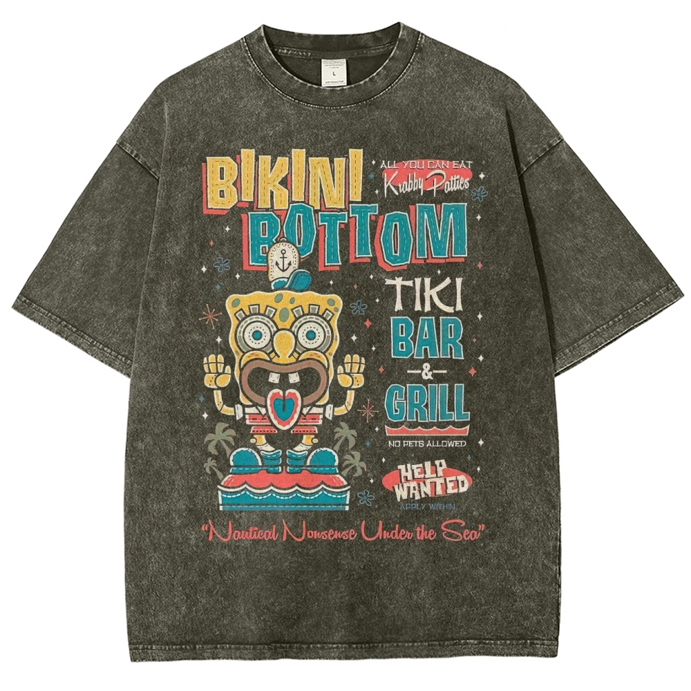 Bikini Bottom Tiki Bar Washed T-Shirt 