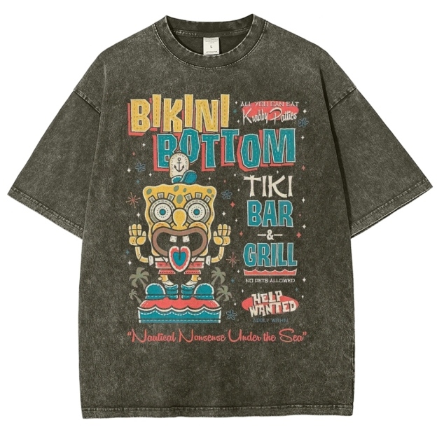 Bikini Bottom Tiki Bar Washed T-Shirt 
