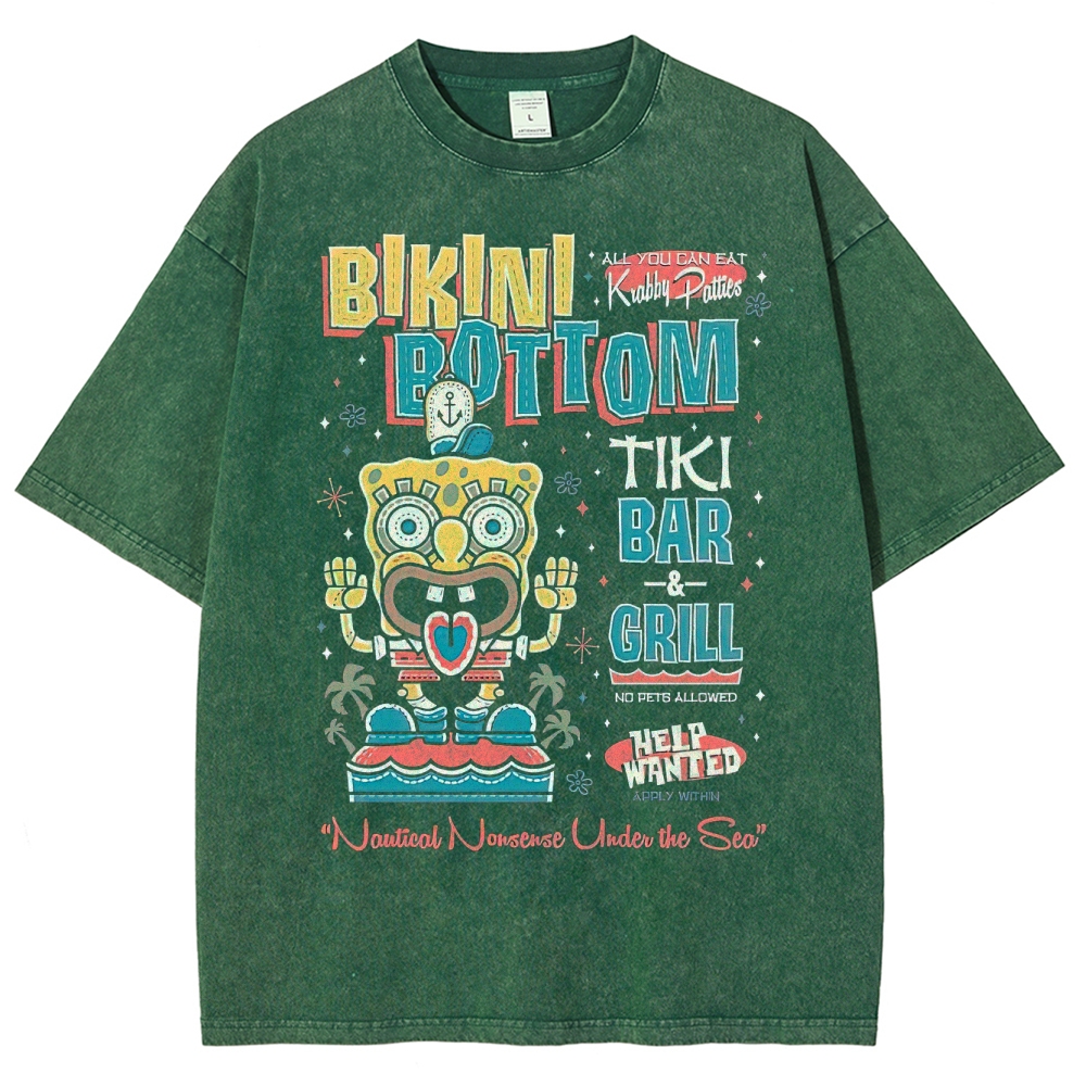 Bikini Bottom Tiki Bar Washed T-Shirt 