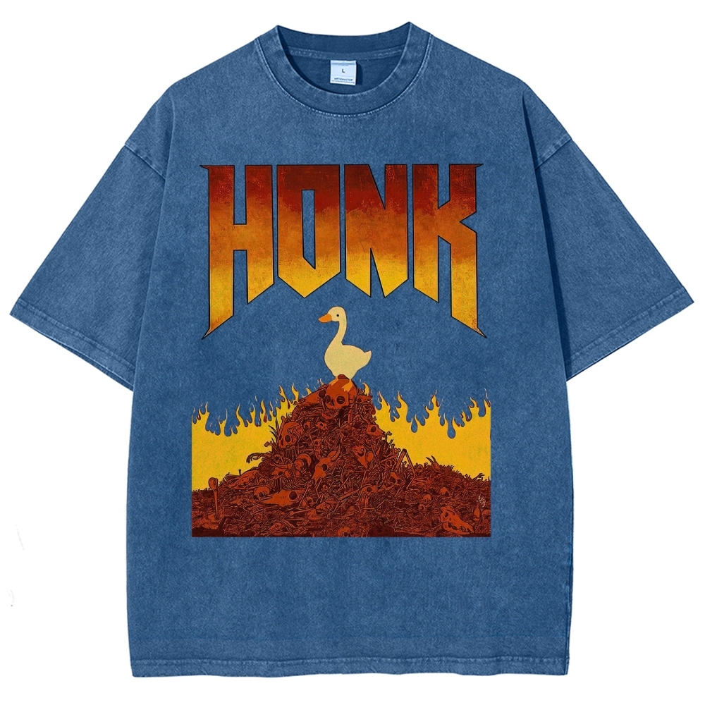 Honk Hellfire Goose Chaos Retro Gaming Parody Vintage Washed T-Shirt