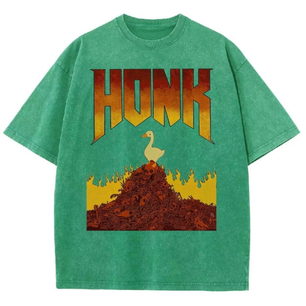 Honk Hellfire Goose Chaos Retro Gaming Parody Vintage Washed T-Shirt