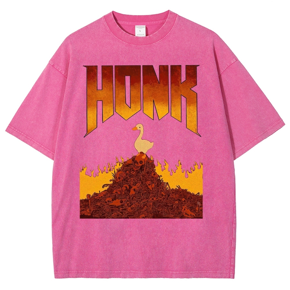 Honk Hellfire Goose Chaos Retro Gaming Parody Vintage Washed T-Shirt