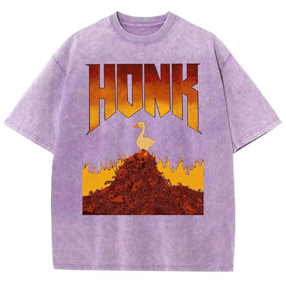 Honk Hellfire Goose Chaos Retro Gaming Parody Vintage Washed T-Shirt