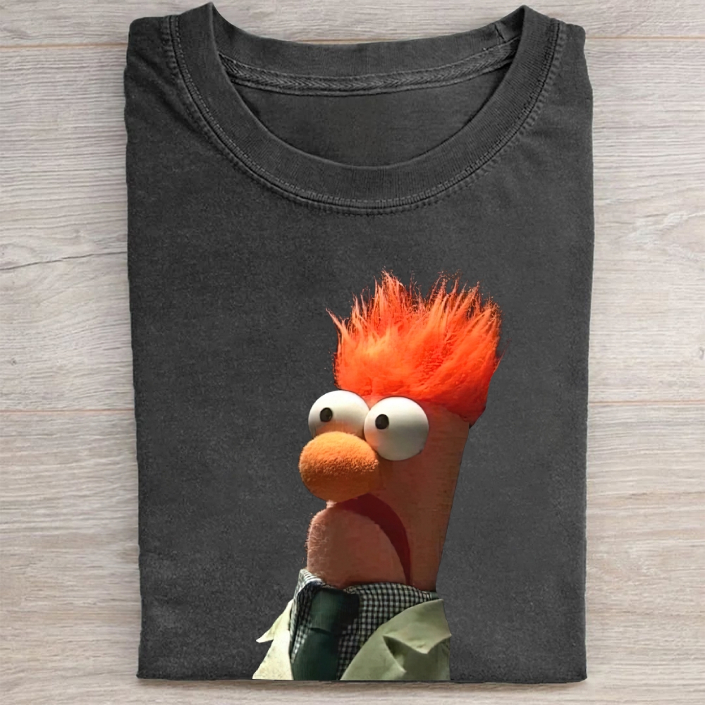 Confused Orange-Haired Scientist Muppet Vintage Washed Tee