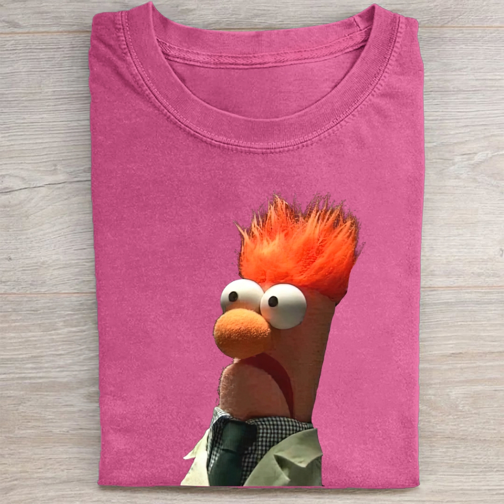 Confused Orange-Haired Scientist Muppet Vintage Washed Tee
