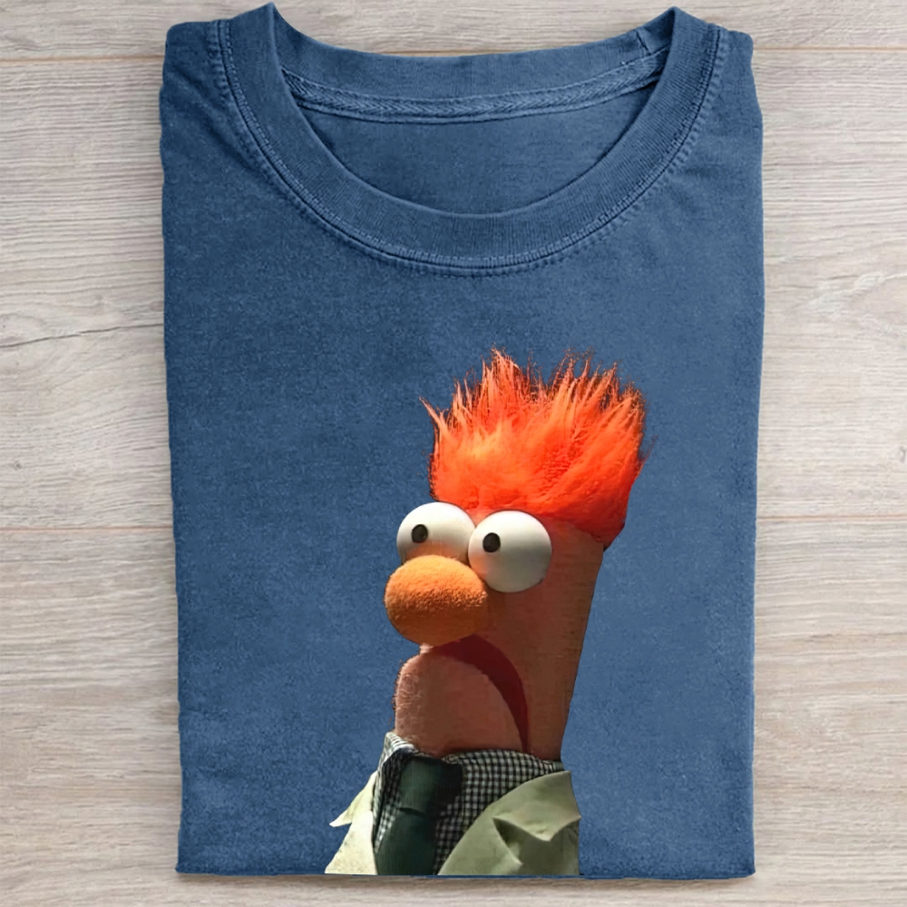 Confused Orange-Haired Scientist Muppet Vintage Washed Tee