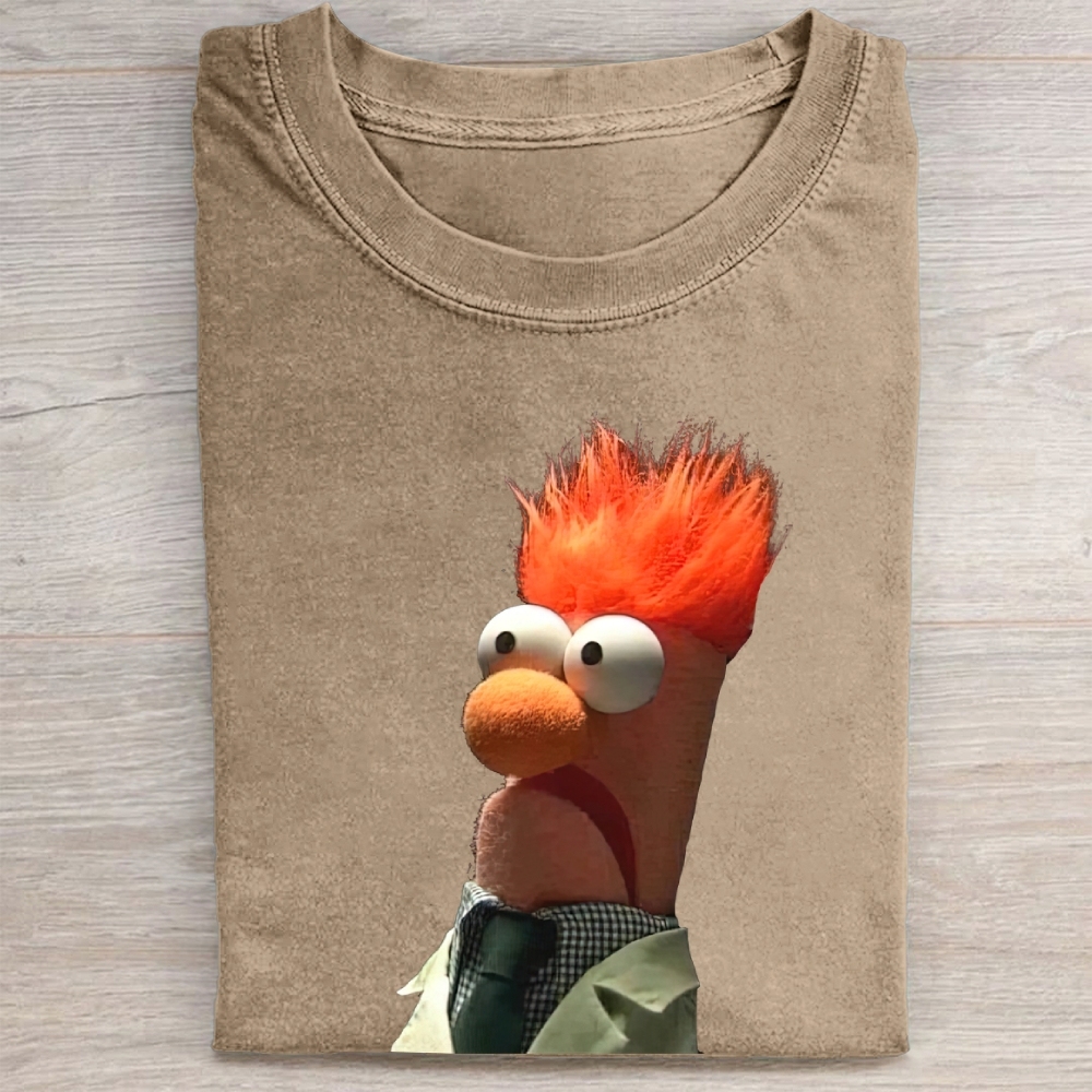 Confused Orange-Haired Scientist Muppet Vintage Washed Tee