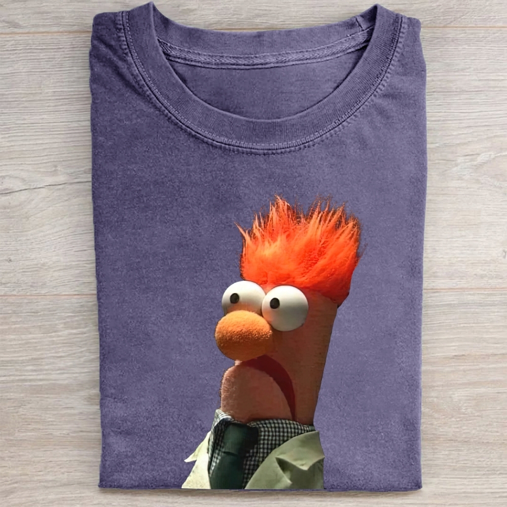 Confused Orange-Haired Scientist Muppet Vintage Washed Tee