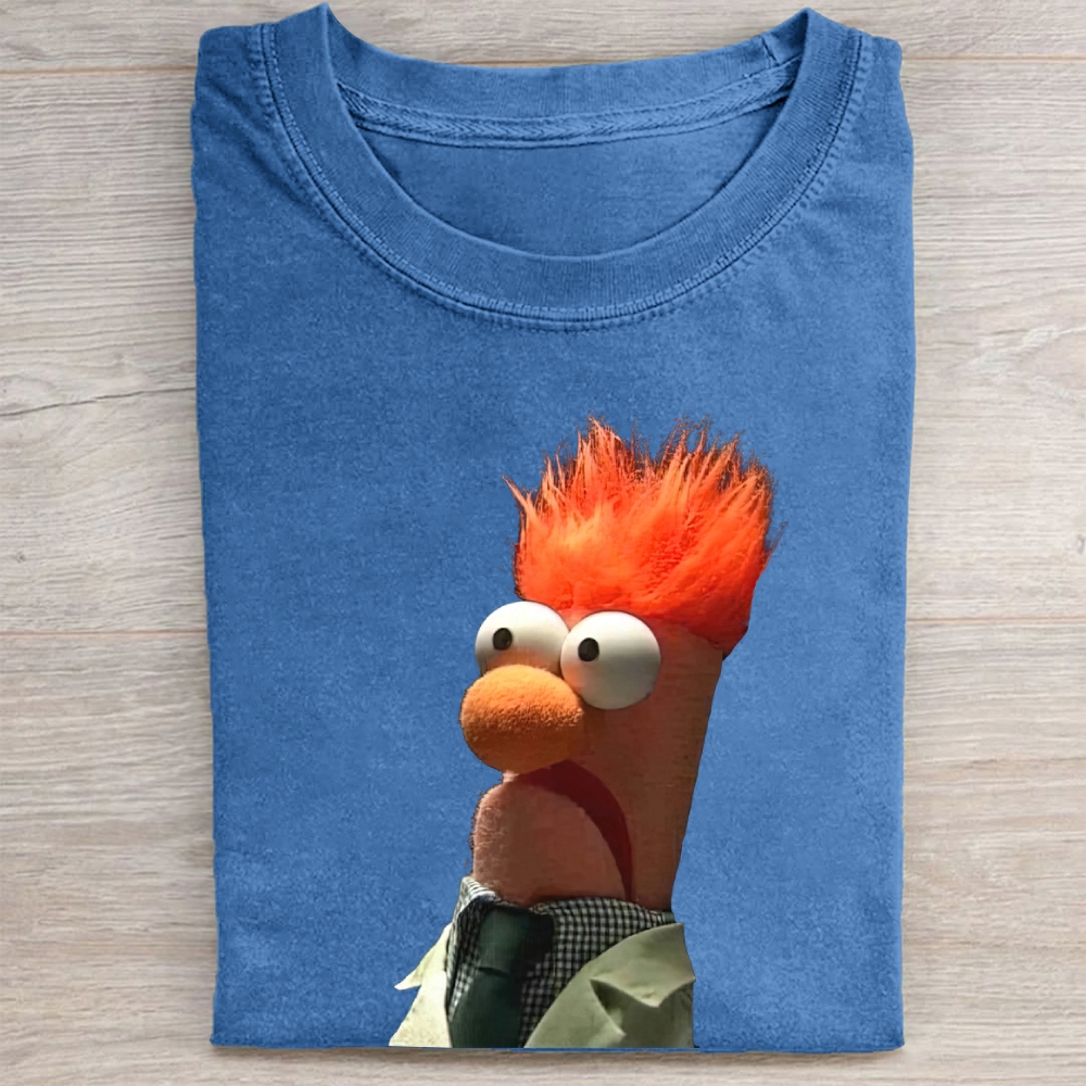 Confused Orange-Haired Scientist Muppet Vintage Washed Tee