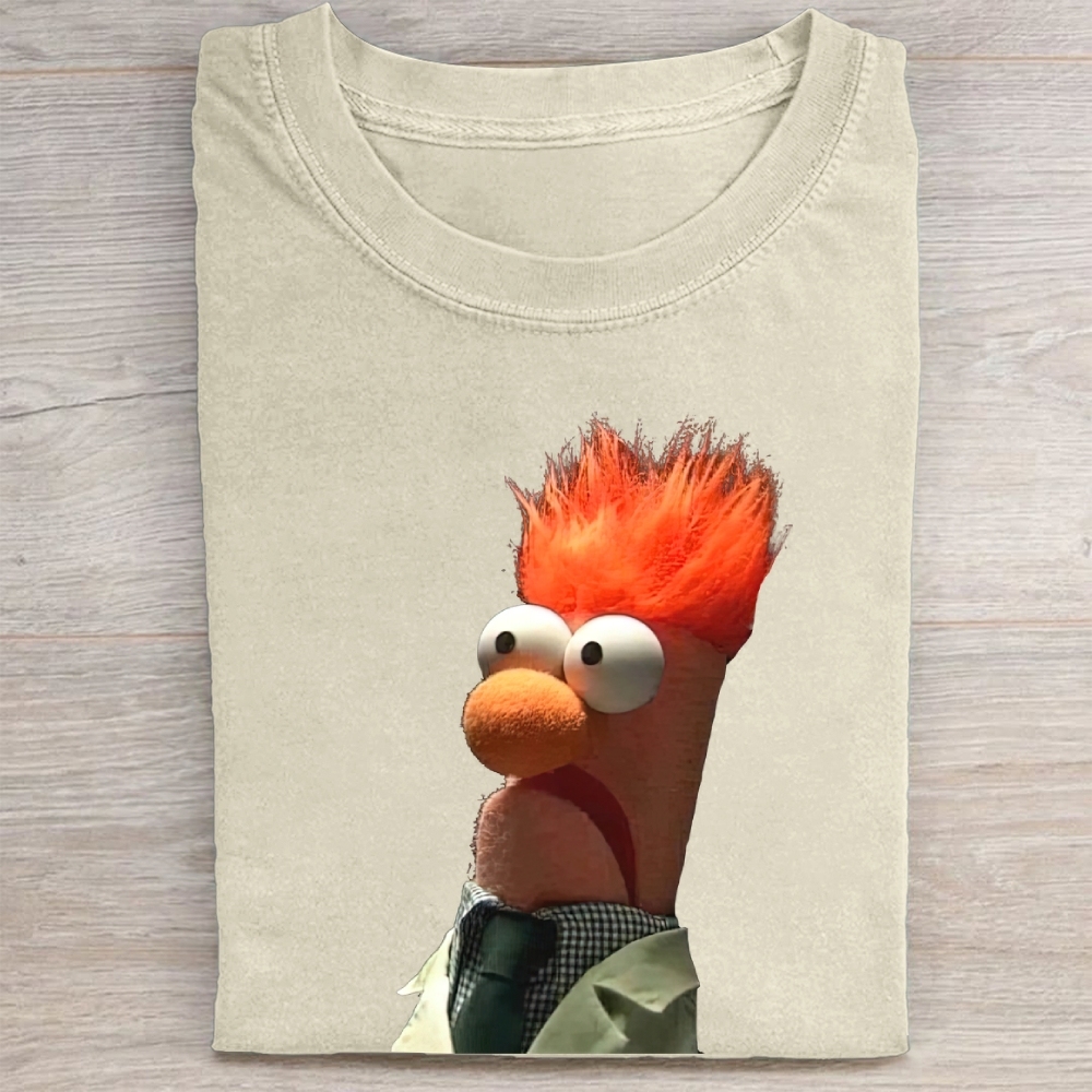 Confused Orange-Haired Scientist Muppet Vintage Washed Tee