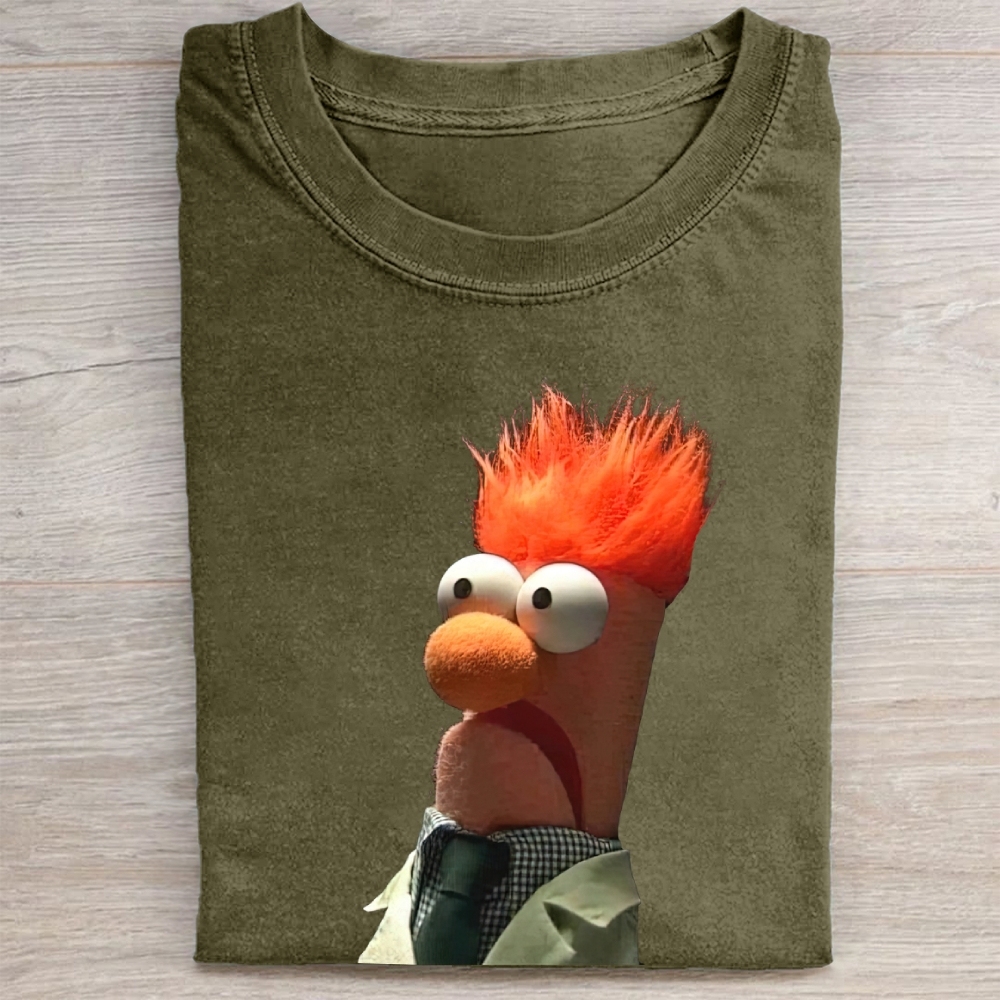 Confused Orange-Haired Scientist Muppet Vintage Washed Tee