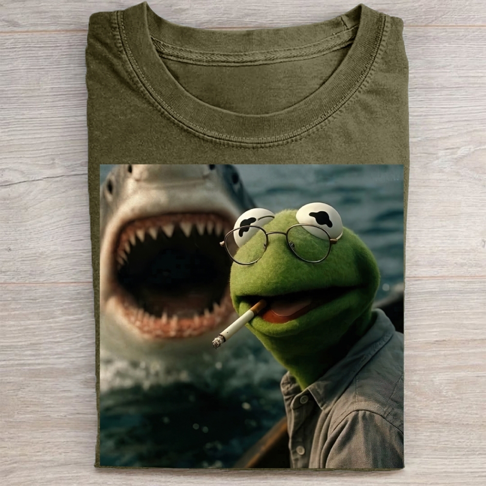 Shark Attack Parody  Washed Tee