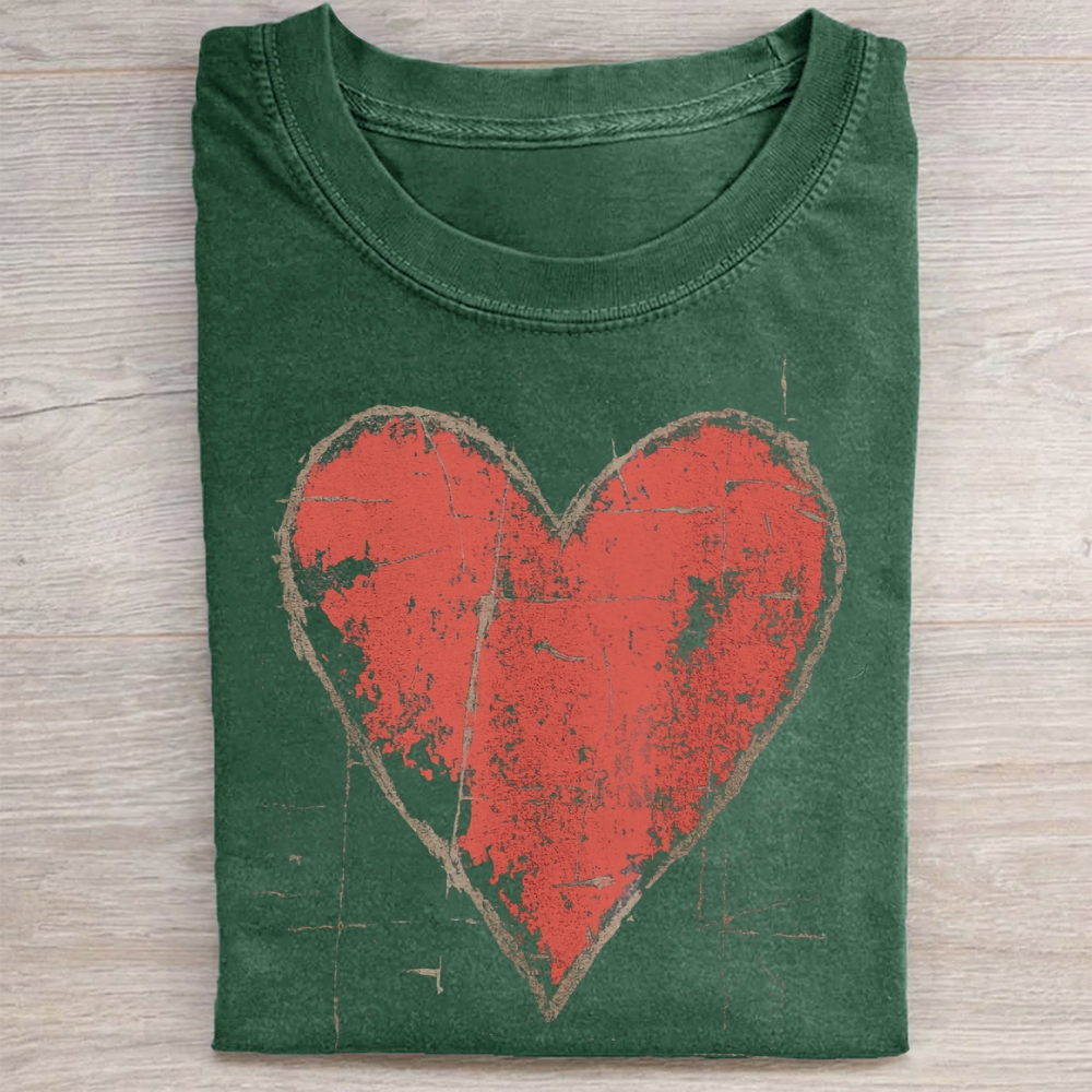 Vintage Distressed Heart Washed Tee 