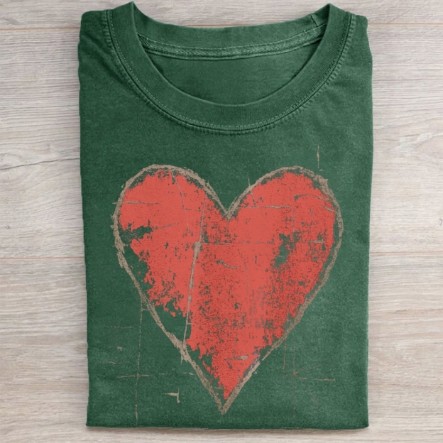 Vintage Distressed Heart Washed Tee 