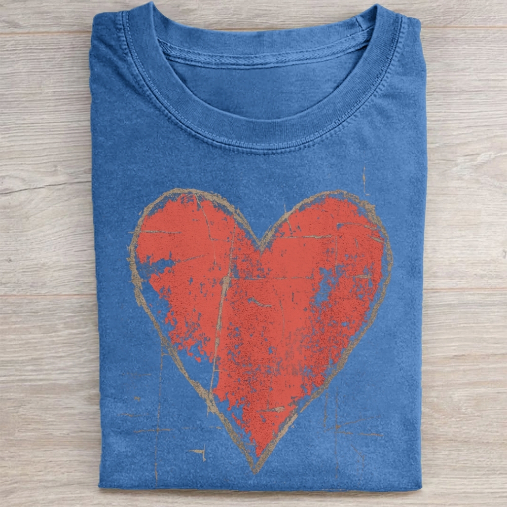 Vintage Distressed Heart Washed Tee 