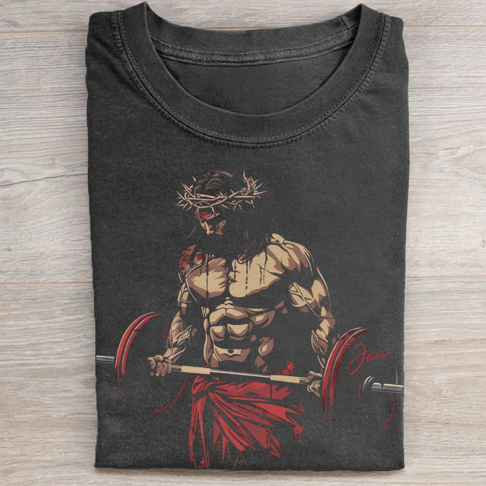  Workout Gym Jesus The Ultimate Deadlift Washed Tee 