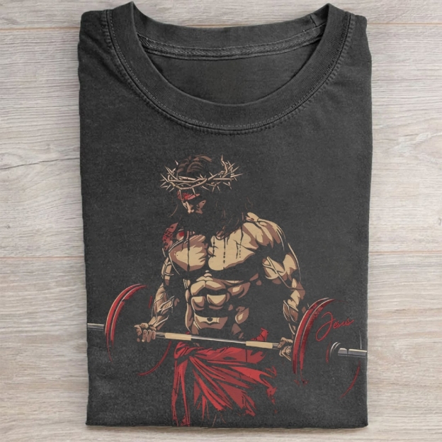  Workout Gym Jesus The Ultimate Deadlift Washed Tee 