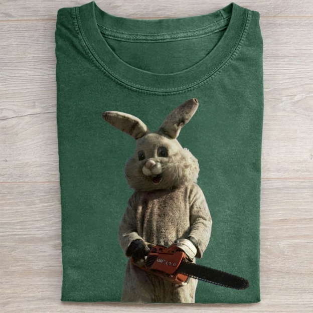 Surreal Rabbit Holding Chainsaw Washed Tee 
