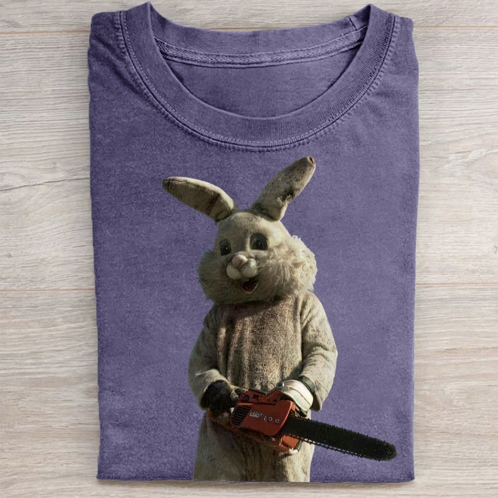 Surreal Rabbit Holding Chainsaw Washed Tee 