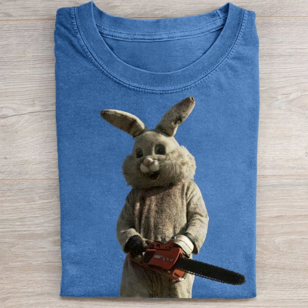 Surreal Rabbit Holding Chainsaw Washed Tee 