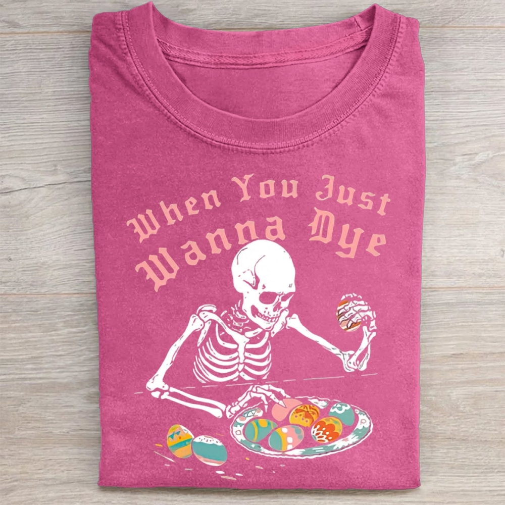 Funny Skeleton Easter Egg Washed Tee