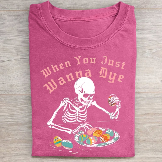 Funny Skeleton Easter Egg Washed Tee