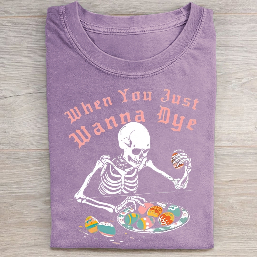 Funny Skeleton Easter Egg Washed Tee