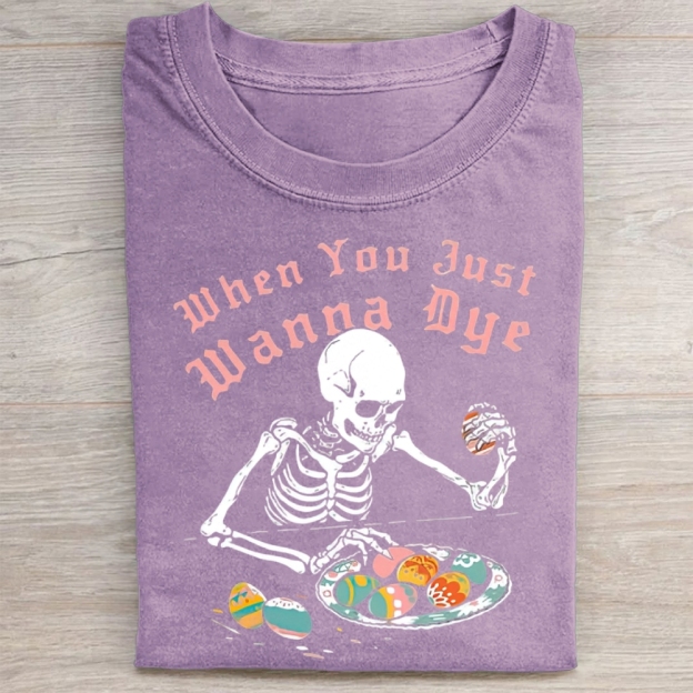 Funny Skeleton Easter Egg Washed Tee