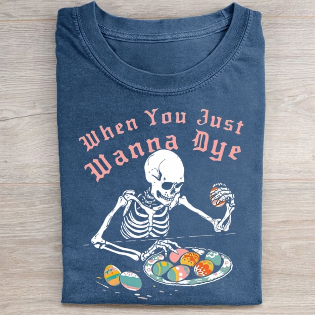 Funny Skeleton Easter Egg Washed Tee