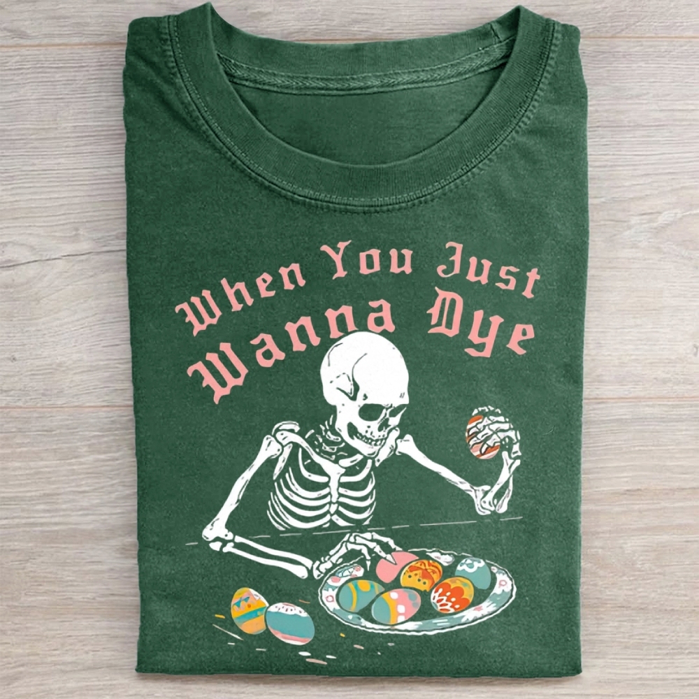 Funny Skeleton Easter Egg Washed Tee