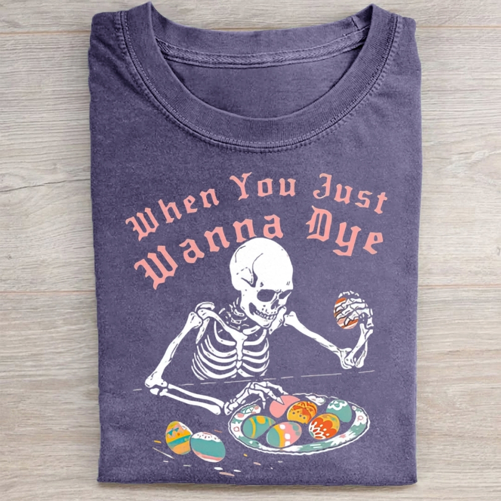 Funny Skeleton Easter Egg Washed Tee