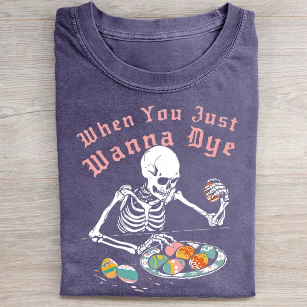 Funny Skeleton Easter Egg Washed Tee