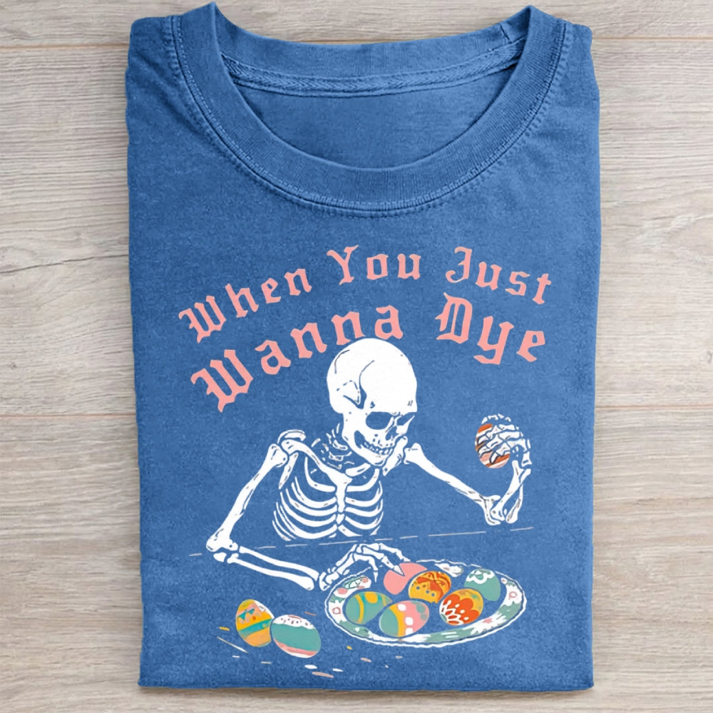 Funny Skeleton Easter Egg Washed Tee
