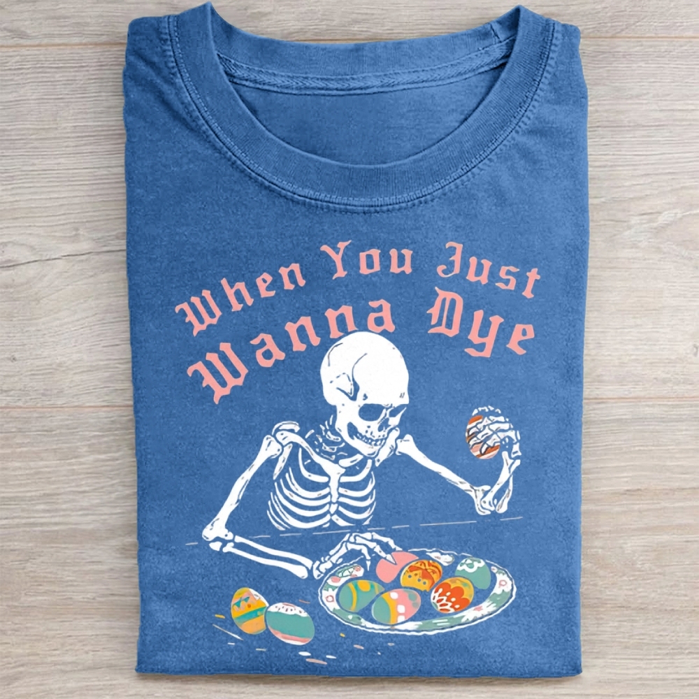 Funny Skeleton Easter Egg Washed Tee