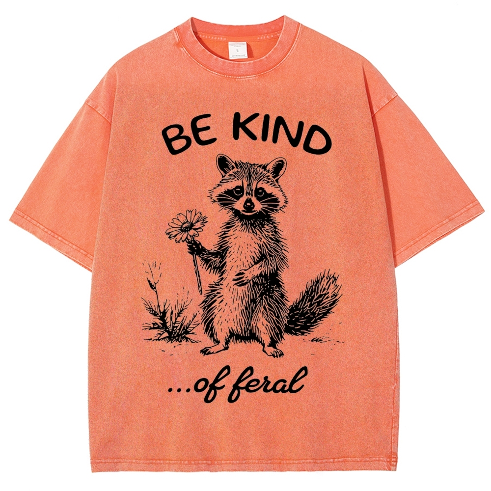 "Be Kind...of Feral" Raccoon Washed T-Shirt