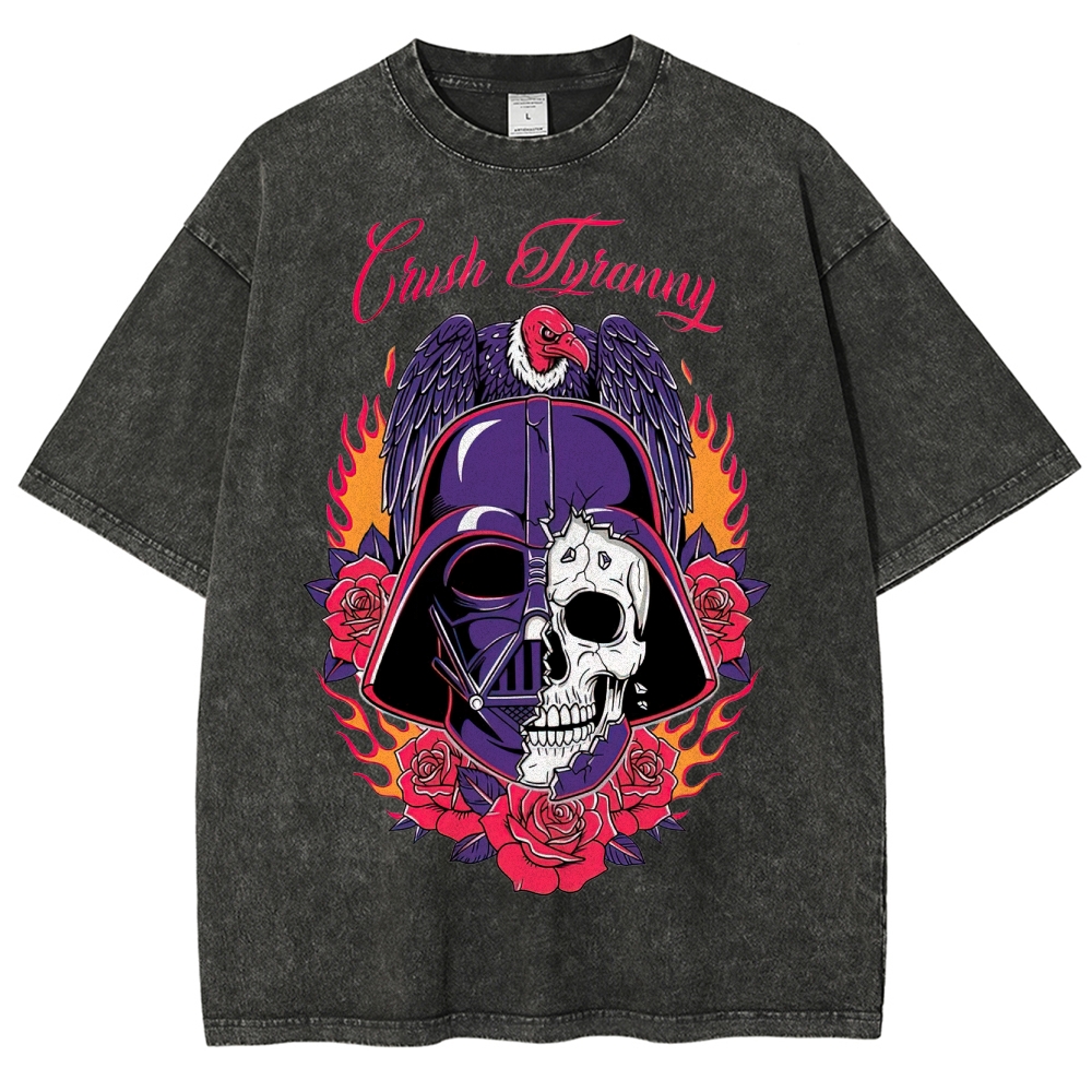 "Crush Tyranny" Dark Helmet Skull Washed T-Shirt
