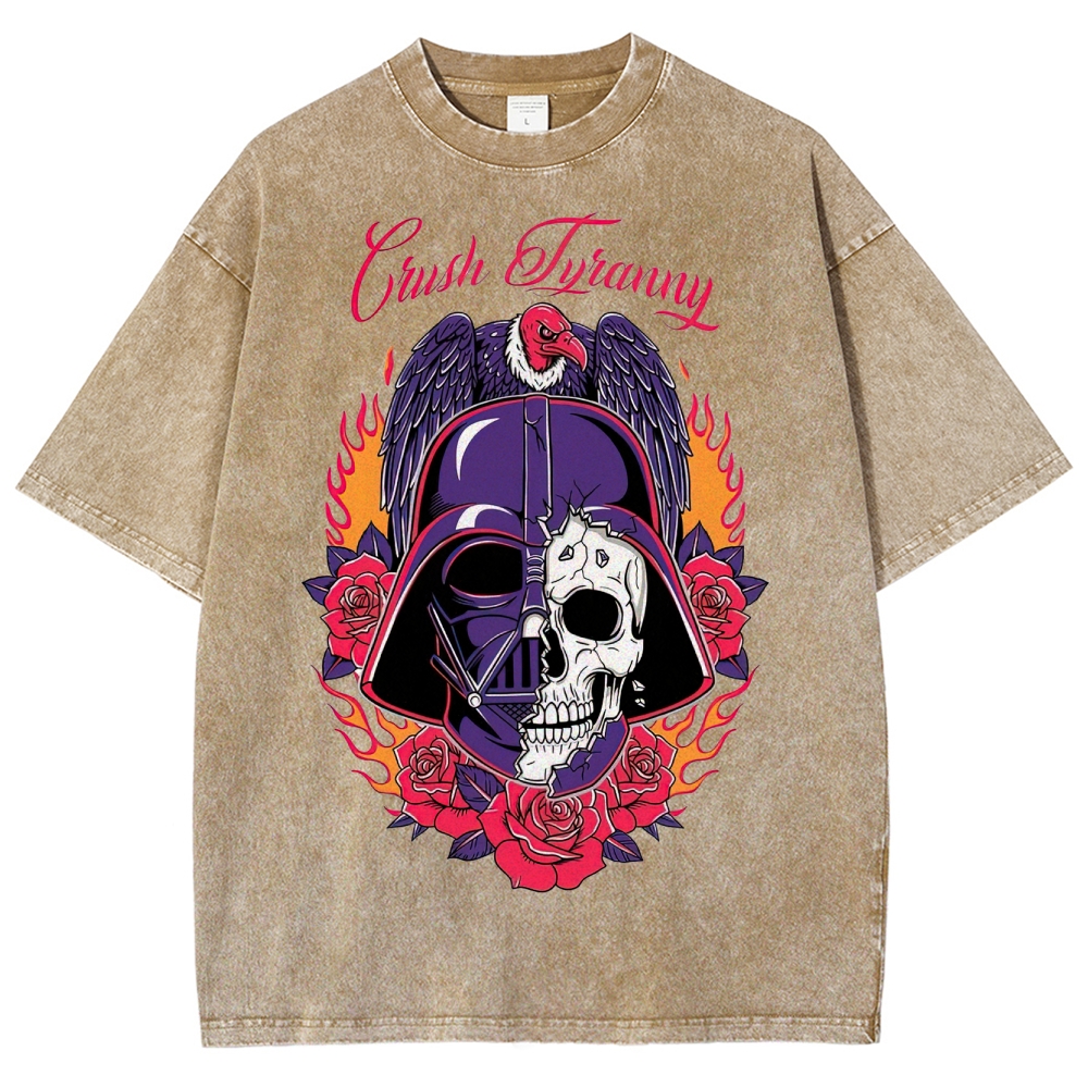"Crush Tyranny" Dark Helmet Skull Washed T-Shirt