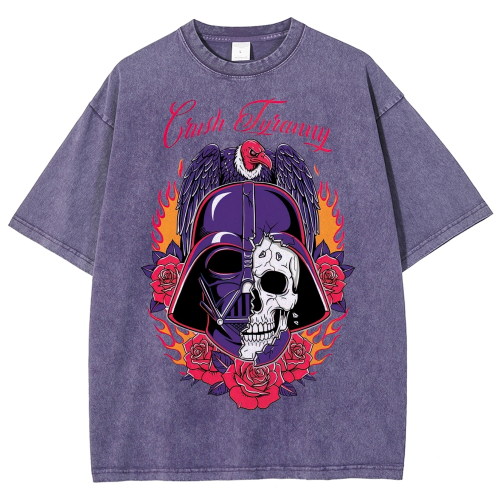 "Crush Tyranny" Dark Helmet Skull Washed T-Shirt