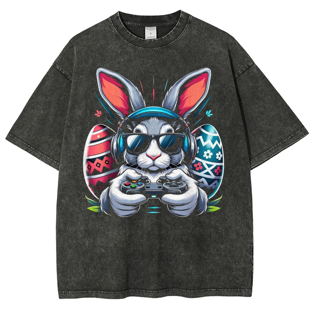Gamer Bunny Easter Washed T-Shirt