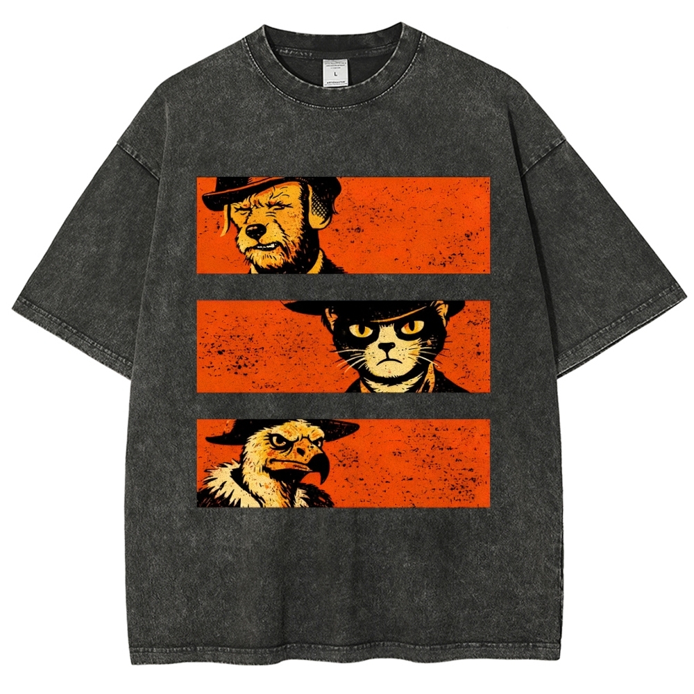 Noir Animal Trio Portrait Washed T-Shirt