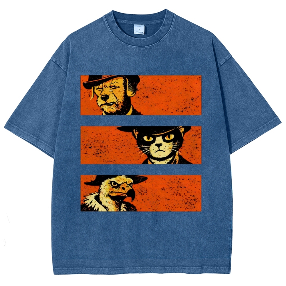 Noir Animal Trio Portrait Washed T-Shirt