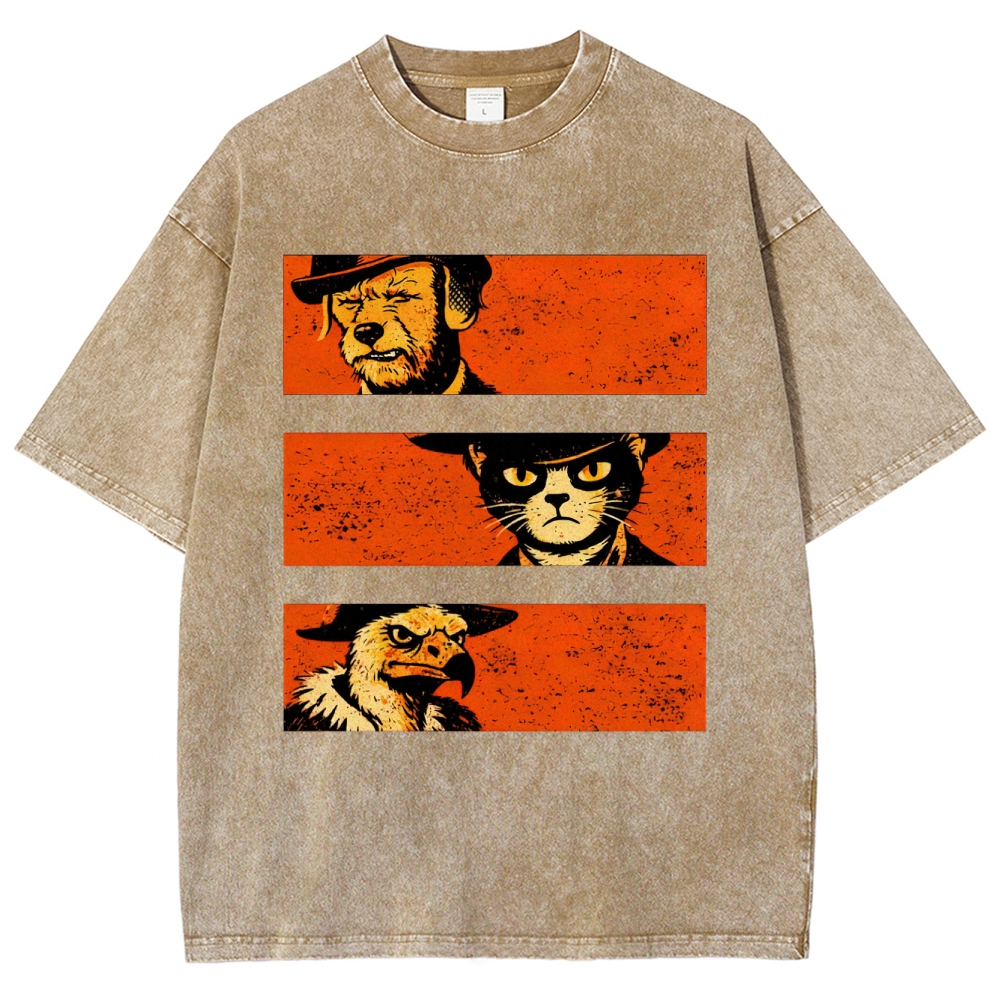 Noir Animal Trio Portrait Washed T-Shirt