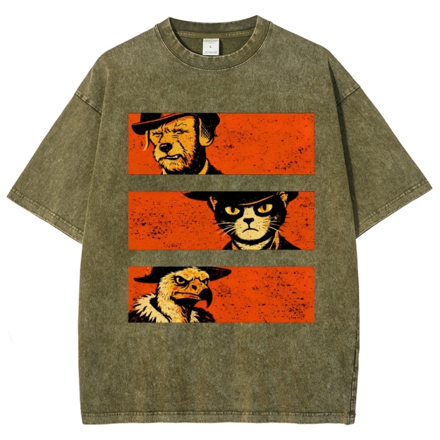 Noir Animal Trio Portrait Washed T-Shirt