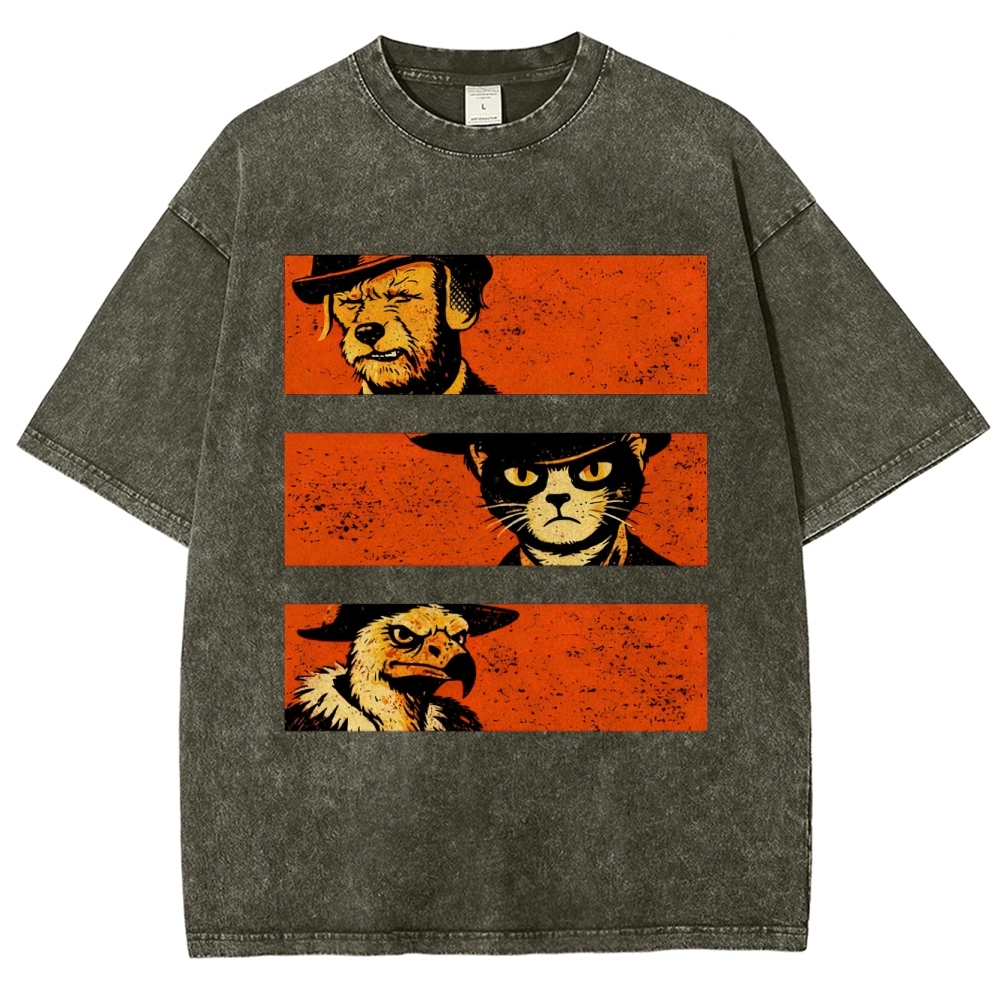 Noir Animal Trio Portrait Washed T-Shirt