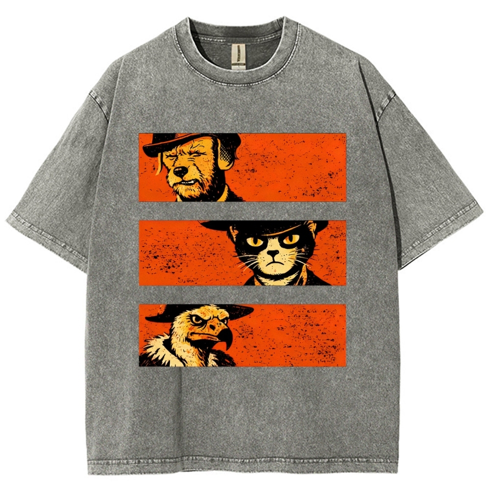Noir Animal Trio Portrait Washed T-Shirt
