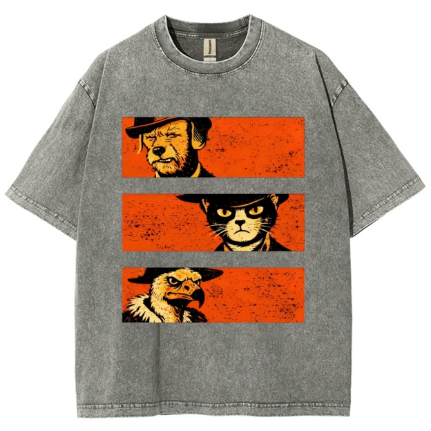 Noir Animal Trio Portrait Washed T-Shirt