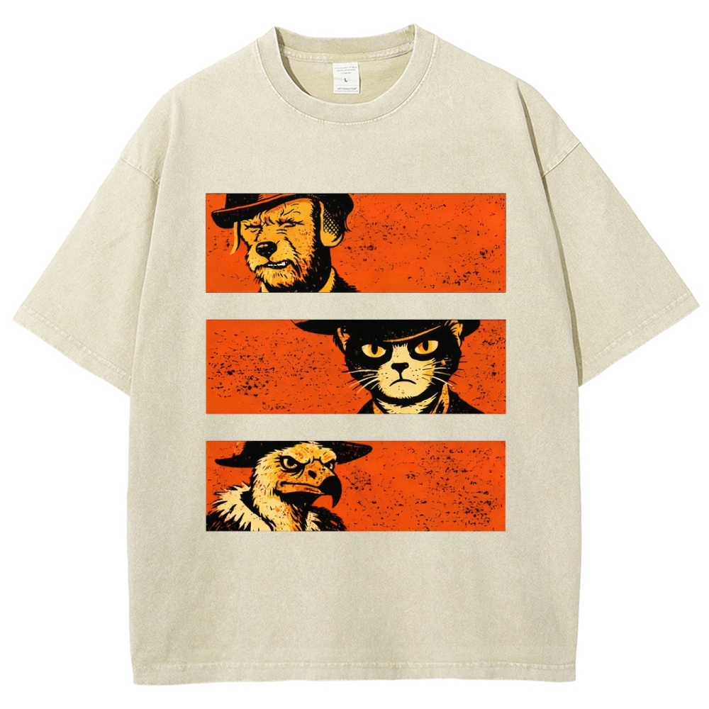 Noir Animal Trio Portrait Washed T-Shirt