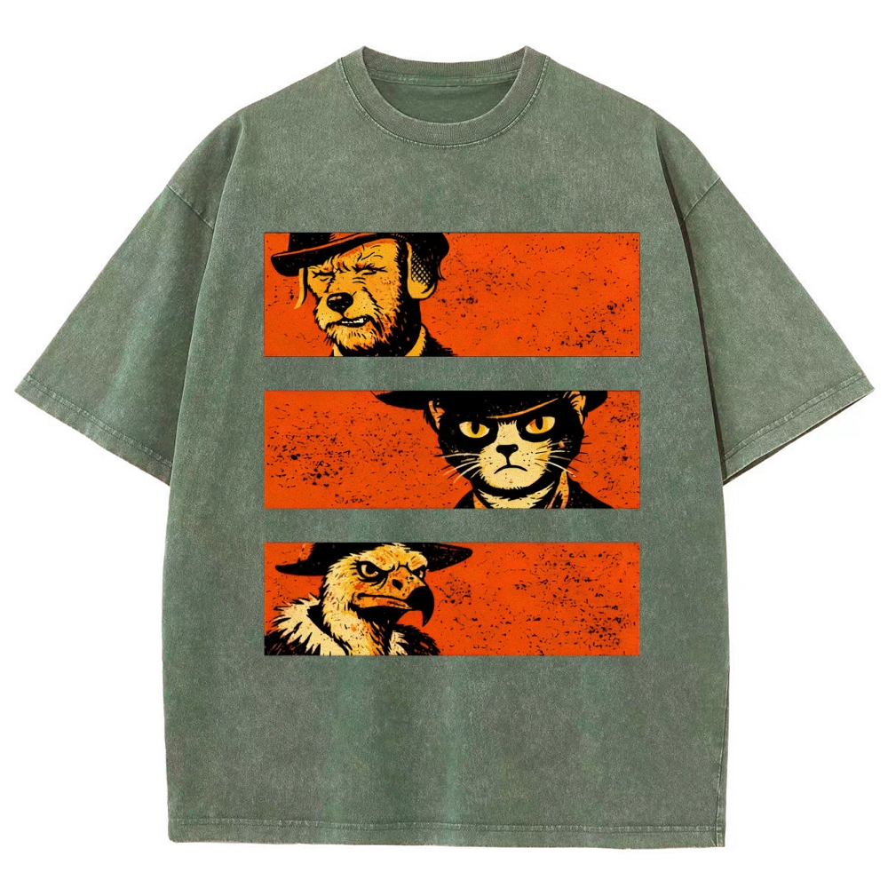 Noir Animal Trio Portrait Washed T-Shirt