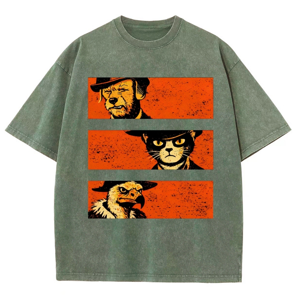 Noir Animal Trio Portrait Washed T-Shirt