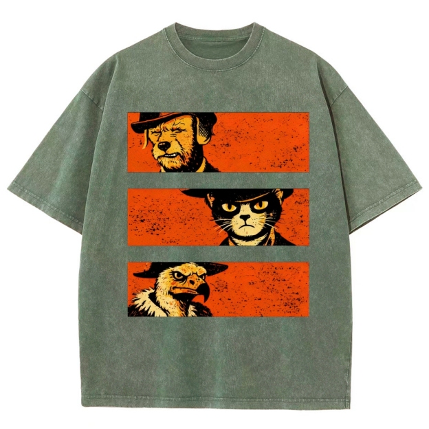 Noir Animal Trio Portrait Washed T-Shirt